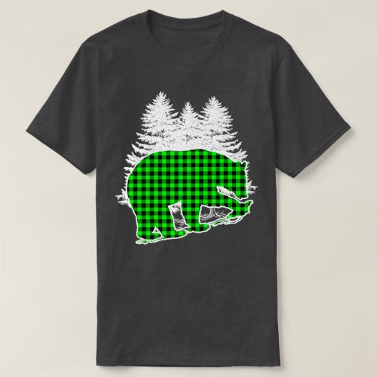 Green Plaid Bear Premium 980  Tシャツ (デザイン正面)