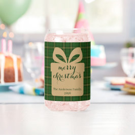 Green Plaid Christmas Festive Pattern -  ガラス缶