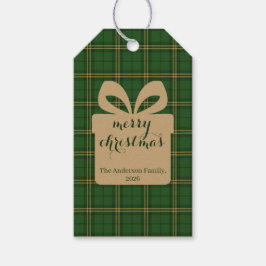 Green Plaid Christmas Festive Pattern -  ギフトタグ