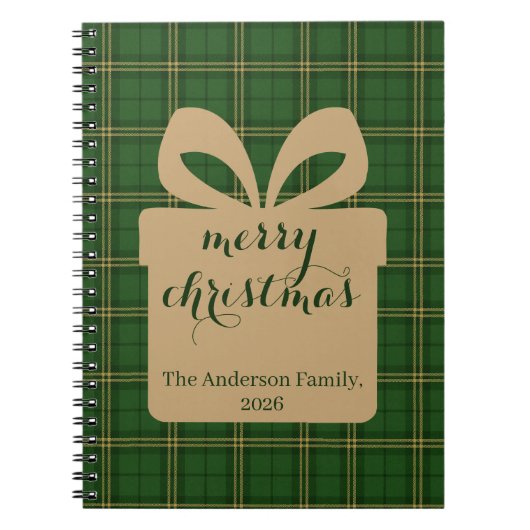 Green Plaid Christmas Festive Pattern -  ノートブック (正面)