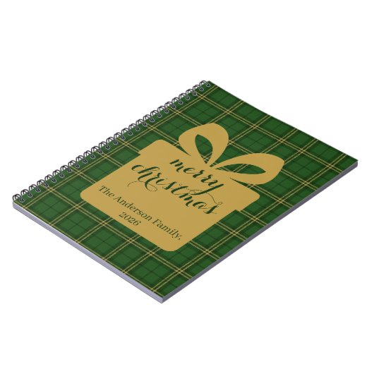 Green Plaid Christmas Festive Pattern -  ノートブック (左側)