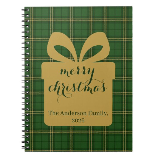Green Plaid Christmas Festive Pattern -  ノートブック (正面)