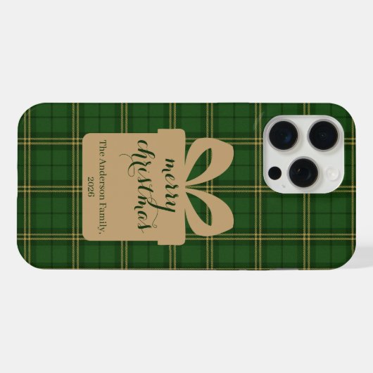 Green Plaid Christmas Festive Pattern -  iPhoneケース (裏面横)
