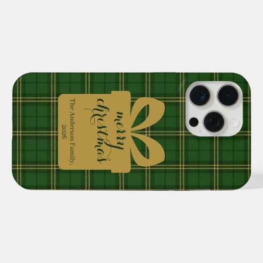 Green Plaid Christmas Festive Pattern -  iPhoneケース (裏面横)