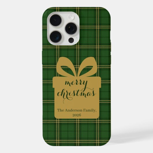 Green Plaid Christmas Festive Pattern -  iPhoneケース (裏面)