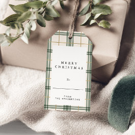 Green Plaid Christmas Holiday Gift Tags ギフトタグ