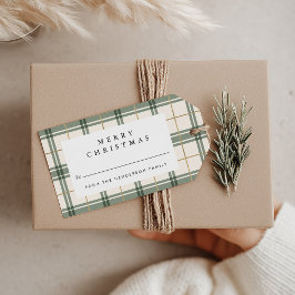 Green Plaid Christmas Holiday Gift Tags ギフトタグ
