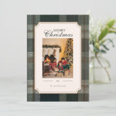 Green Plaid Christmas One Photo Holiday Card シーズンカード (スタンド正面)