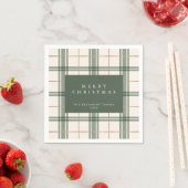 Green Plaid Christmas Paper Napkins スタンダードカクテルナプキン (インサイチュ)