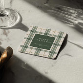 Green Plaid Christmas Square Paper Coaster スクエアペーパーコースター