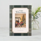 Green Plaid Christmas Three Photo Holiday Card シーズンカード (スタンド正面)