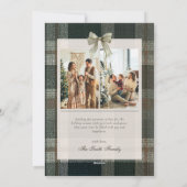 Green Plaid Christmas Three Photo Holiday Card シーズンカード (裏面)