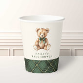 Green Plaid Classic Teddy Bear Baby Shower 紙コップ