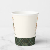 Green Plaid Classic Teddy Bear Baby Shower 紙コップ (右)