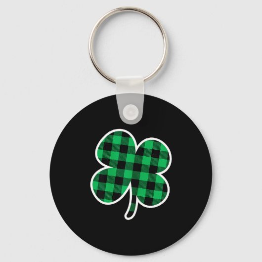 Green Plaid Clover St Patricks Day Women Shamrock  キーホルダー (正面)