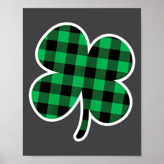 Green Plaid Clover St Patricks Day Women Shamrock  ポスター (正面)