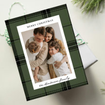 Green Plaid Custom Vertical Photo Christmas