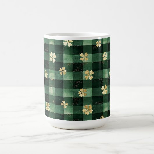 Green Plaid Gold Shamrocks St. Patrick's Day コーヒーマグカップ (中央)