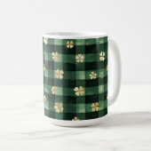 Green Plaid Gold Shamrocks St. Patrick's Day コーヒーマグカップ (正面右)