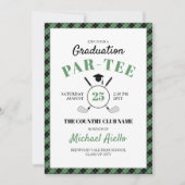 Green Plaid Golf Themed Graduation Party 招待状 (正面)