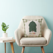 Green Plaid Merry Christmas for Rustic Farmhouse クッション (椅子)