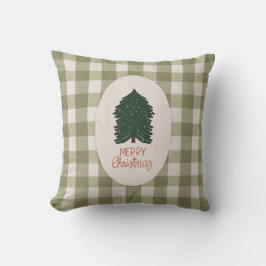Green Plaid Merry Christmas, Rustic Farmhouse クッション