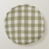 Green Plaid Merry Christmas, Rustic Farmhouse ラウンドクッション (裏面)