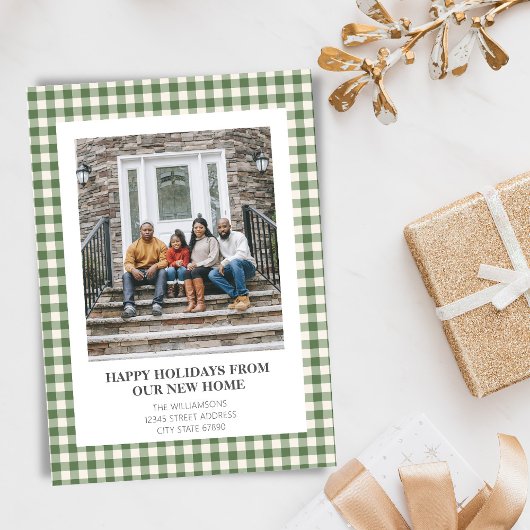 Green Plaid New Home Moving Christmas Photo シーズンカード