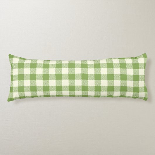 Green Plaid Pattern Body Pillow ボディピロー (正面)