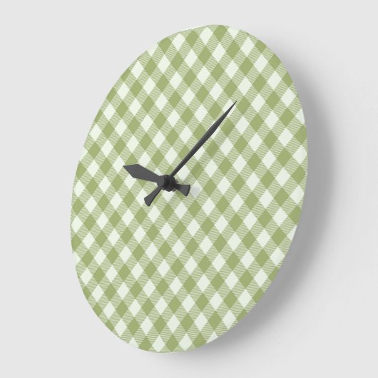  Green Plaid Pattern Wall clock ラージ壁時計 (傾斜)