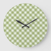 Green Plaid Pattern Wall clock ラージ壁時計 (正面)