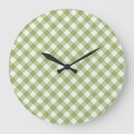  Green Plaid Pattern Wall clock ラージ壁時計 (正面)