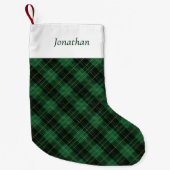 Green Plaid Personalized スモールクリスマスストッキング (正面)