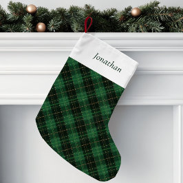 Green Plaid Personalized  スモールクリスマスストッキング