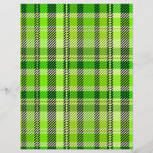 Green Plaid Scrapbook Paper 2-Sided Page (正面)