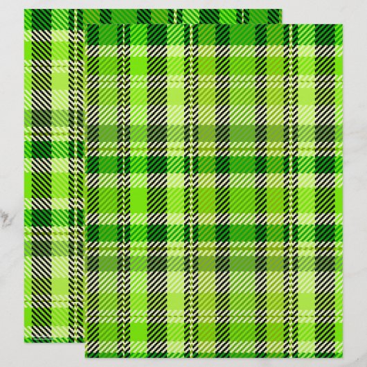 Green Plaid Scrapbook Paper 2-Sided Page (正面/裏面)