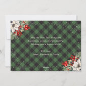 Green Plaid Snowflake Botanical New Year Card シーズンカード (裏面)