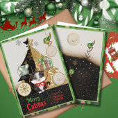 Green Plaid Split-Tree Catmas Card | Cute Kitten シーズンカード