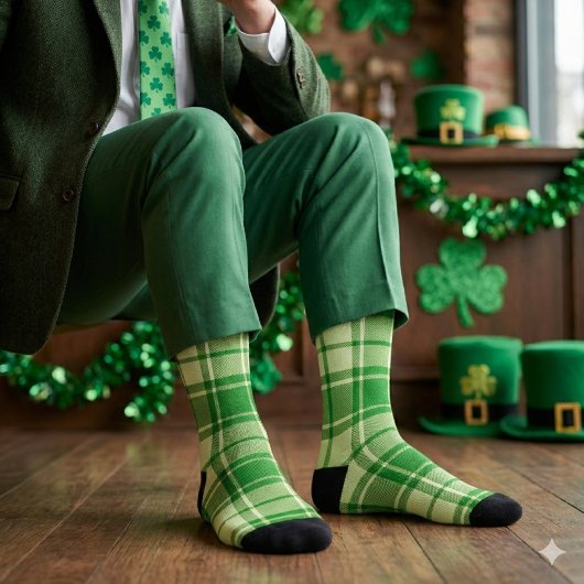 Green Plaid St. Patrick's Day  ソックス