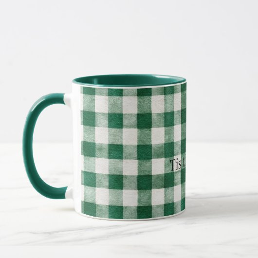 Green Plaid Stripes Christmas マグカップ (左)