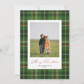 Green Plaid Tartan Classic Christmas Photo Card シーズンカード (正面)