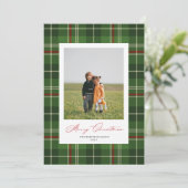 Green Plaid Tartan Classic Christmas Photo Card シーズンカード (スタンド正面)