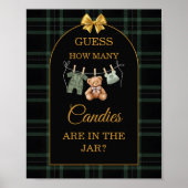 Green Plaid Teddy Bear Guess How Many Candies Game ポスター (正面)