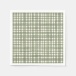 Green Plaid Watercolor Gingham Party Plate スタンダードカクテルナプキン