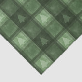 Green Plaid With Fir Tree Shapes Christmas Pattern 薄葉紙 (詳細)