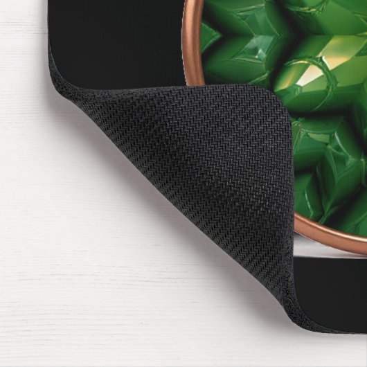Green Pointed Star Fractal With Copper Frame マウスパッド (コーナー)