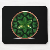 Green Pointed Star Fractal With Copper Frame マウスパッド (正面)