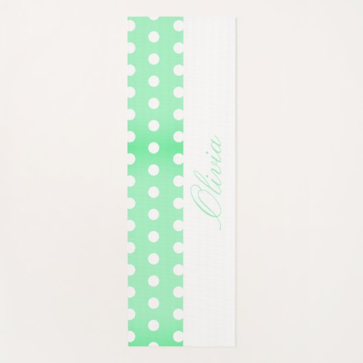 Green Poka Dots ヨガマット (正面)
