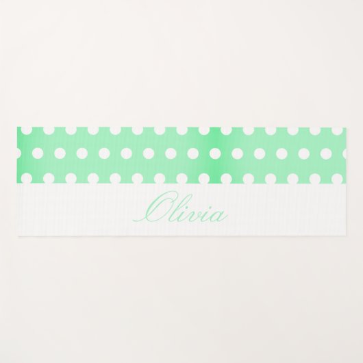 Green Poka Dots ヨガマット (正面(横))