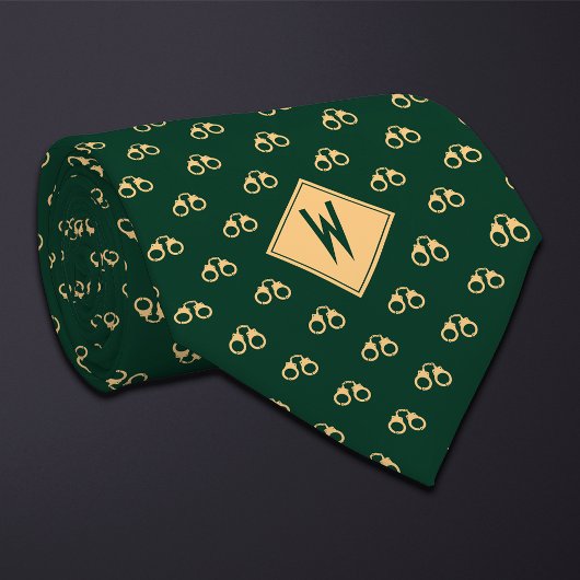 Green Police Handcuffs ネクタイ